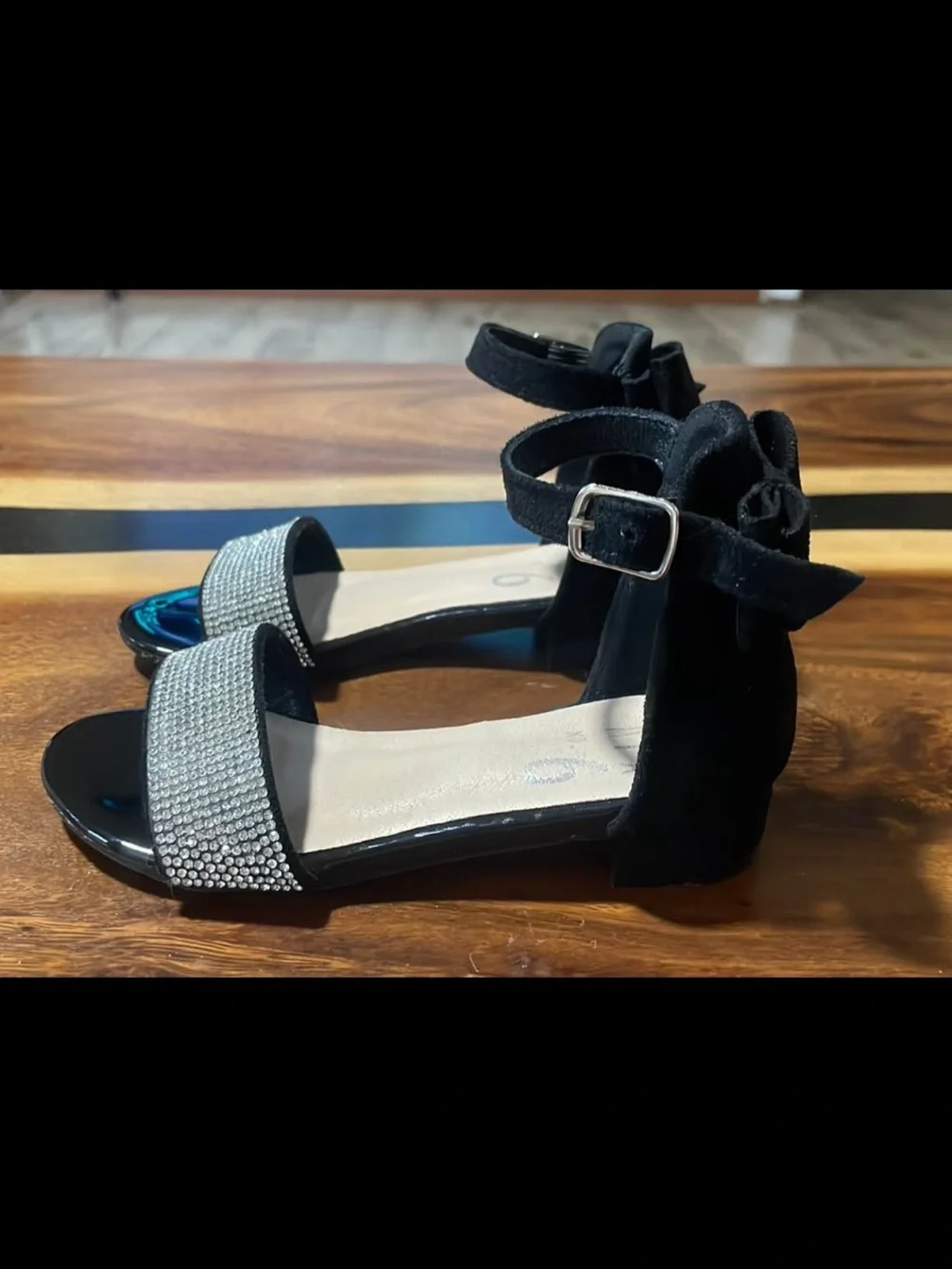Mix No. 6 Black Crystal-Embellished Ankle-Strap Sandals